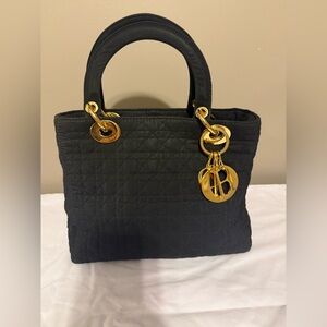 Christian Dior Nylon Cannage Medium Lady Dior Black